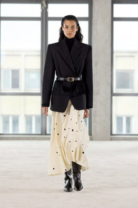 Runway view CAMILLA AND MARC Floret Blazer in Black featuring a tailored, single‑breasted silhouette.