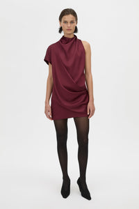 Aeris Draped Satin Mini Dress