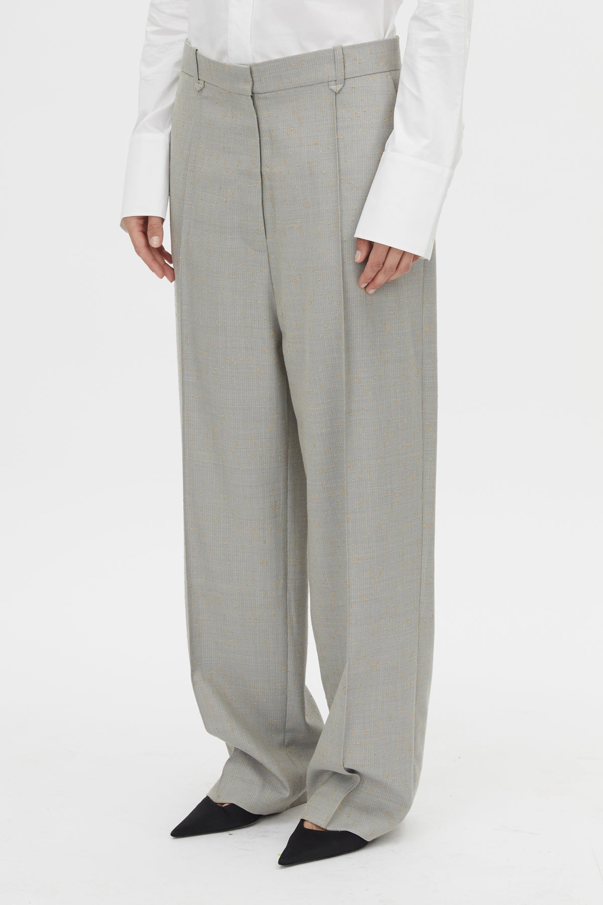 Cropped view CAMILLA AND MARC Aspira Pant in Dusty Blue with a wide‑leg tailored silhouette.