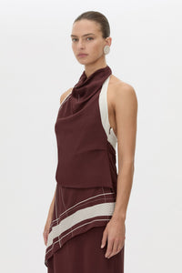 Cropped view CAMILLA AND MARC Barolo Midi Dress in cream print with high-cowl neckline.
