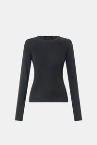 Ghost view CAMILLA AND MARC Barre Long Sleeve Top in Charcoal Grey with fitted silhouette and crew neckline.