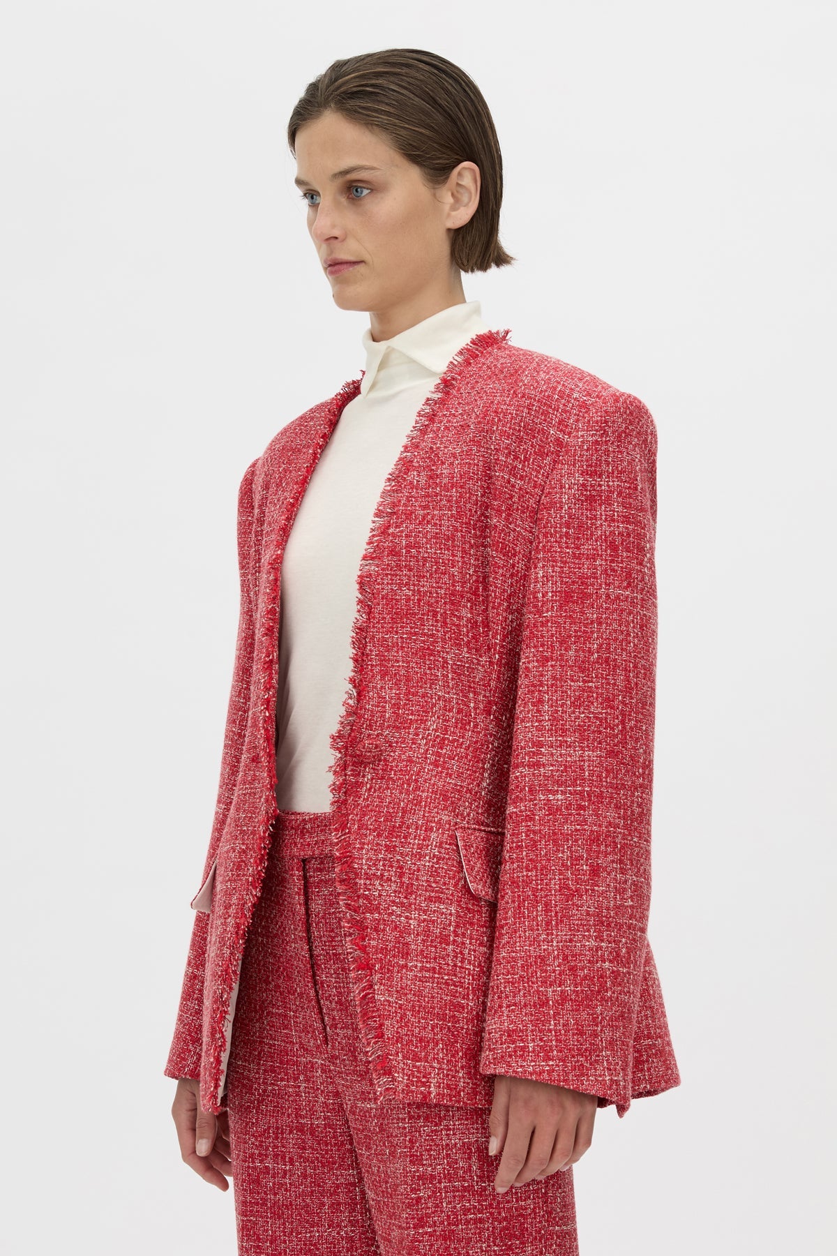 Carmine Fitted Collarless Blazer
