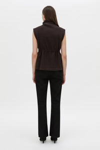 Back view CAMILLA AND MARC Eira sleeveless vest in hickory.