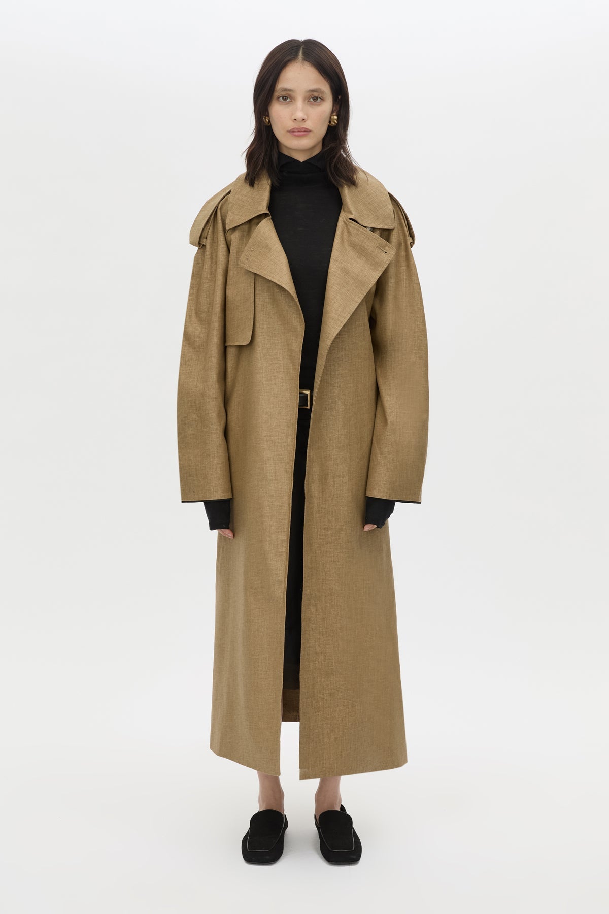 Front View - CAMILLA AND MARC Ember trench coat camel.