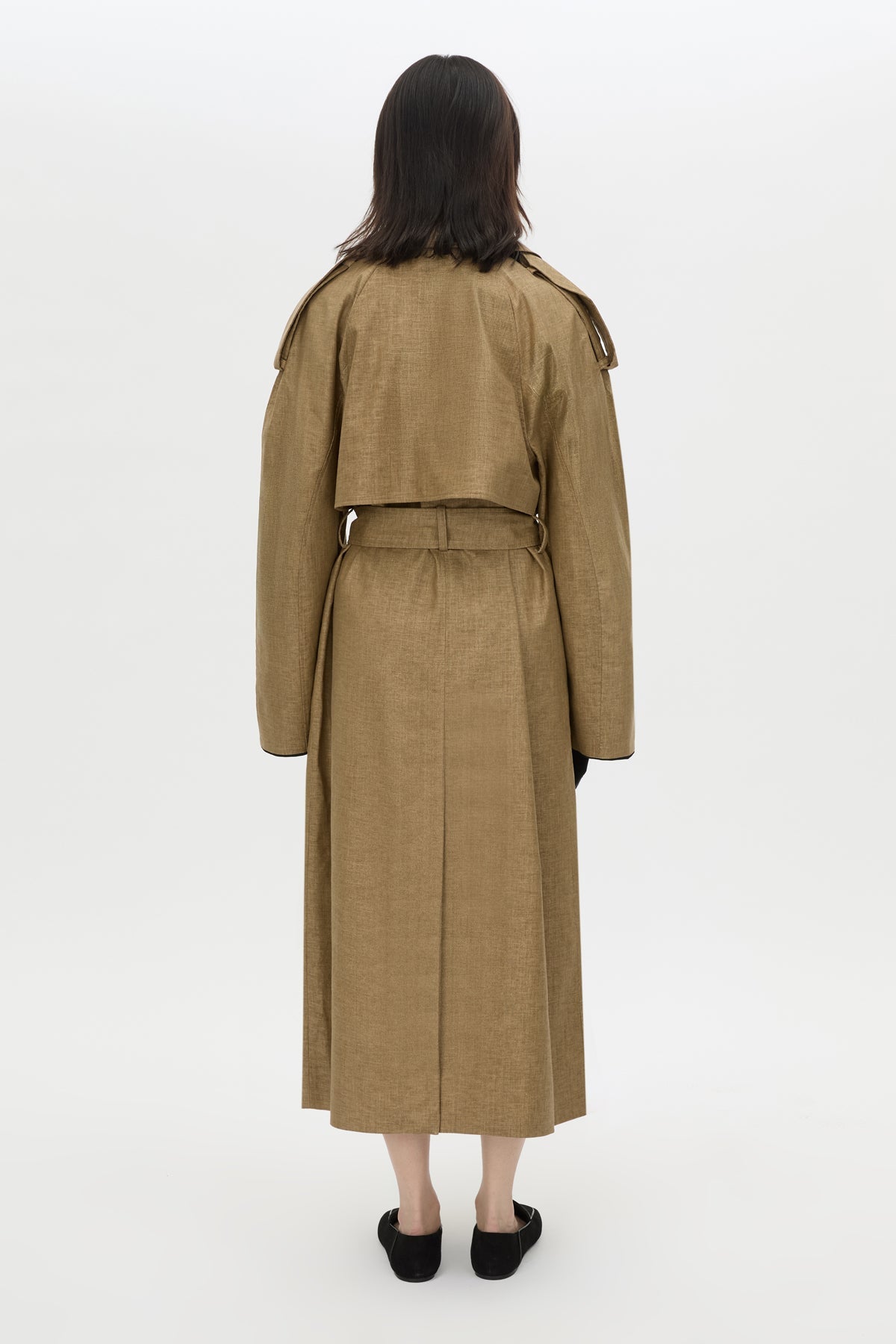 Back View - CAMILLA AND MARC Ember trench coat camel with contrast undercollar and sleeve detailing.