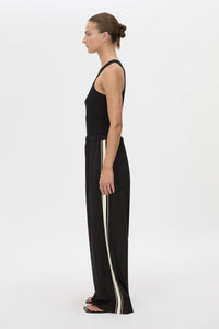 Side view CAMILLA AND MARC wide-leg Enna Pant in black with an elasticated high‑waistband.