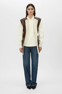 Figura Button Down Monogram Fleece