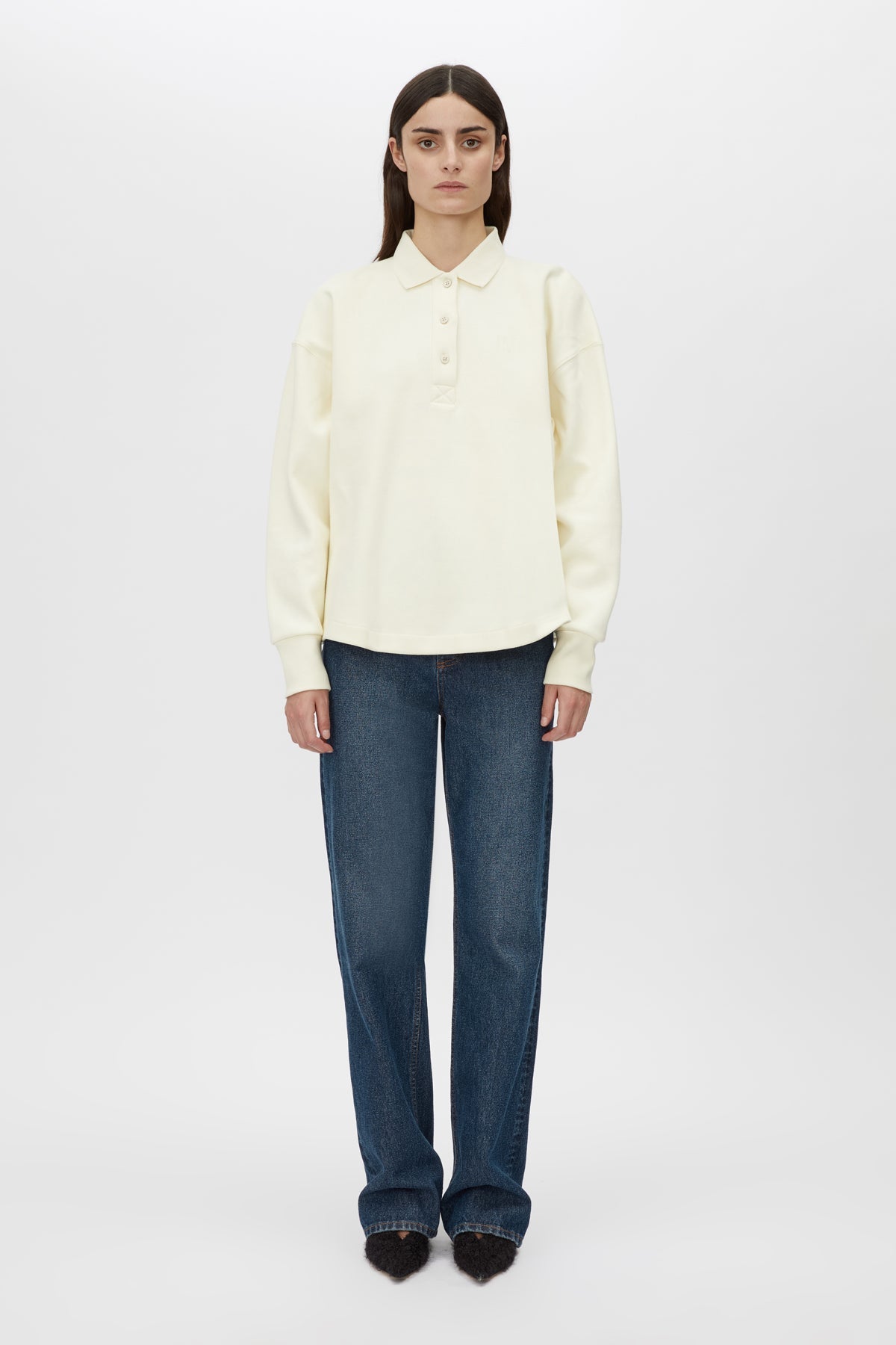 Figura Button Down Monogram Fleece
