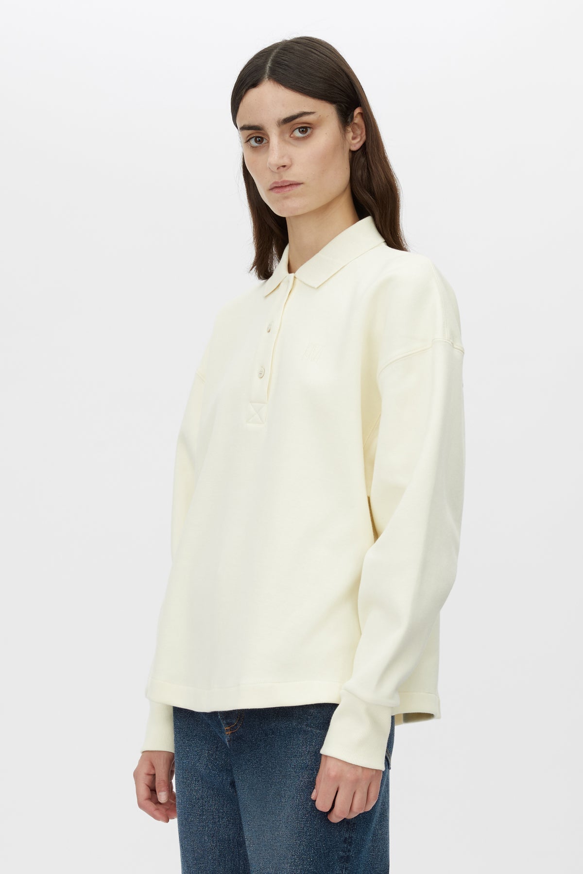 Figura Button Down Monogram Fleece