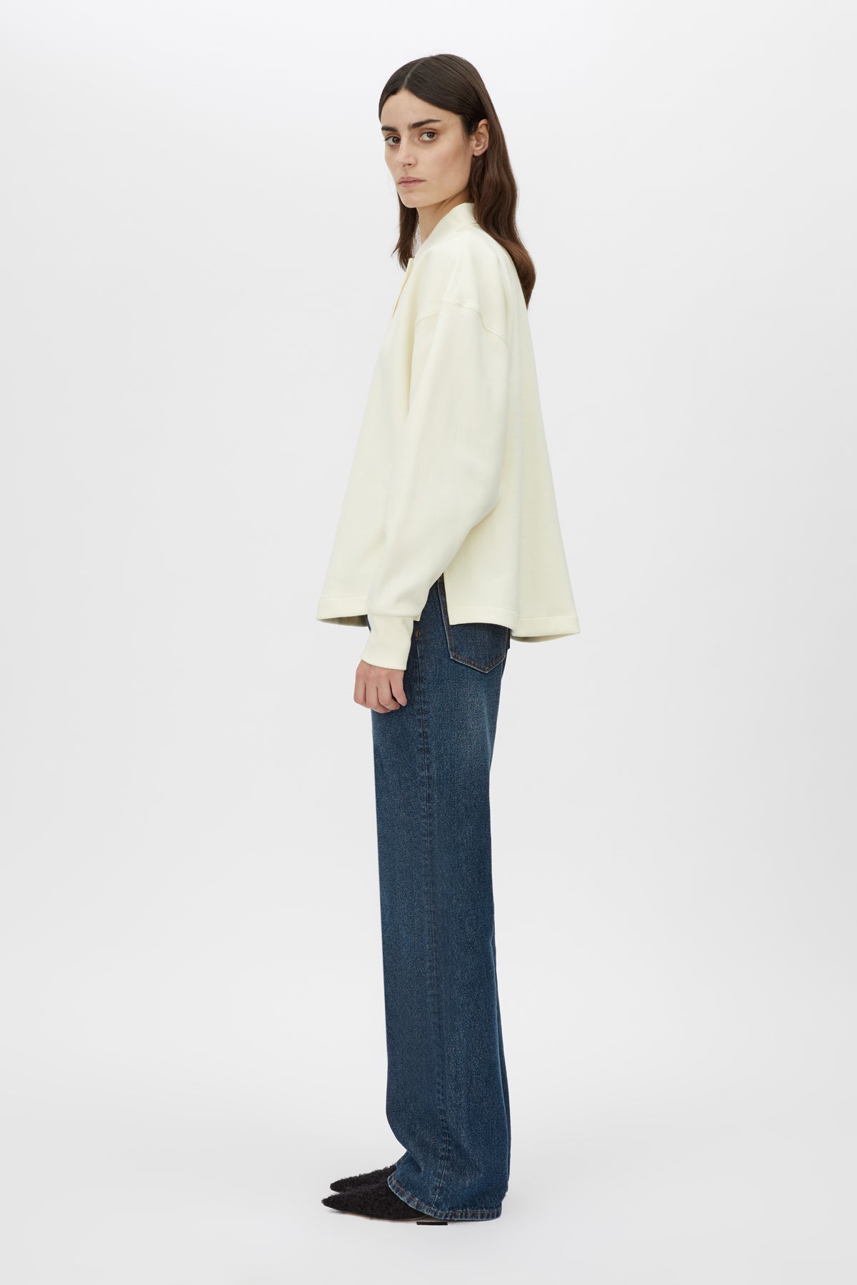 Figura Button Down Monogram Fleece