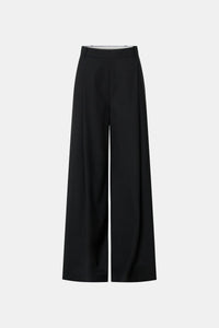 Ghost view CAMILLA AND MARC Floret Tailored Pant in Black with a wide‑leg silhouette and pleated front.