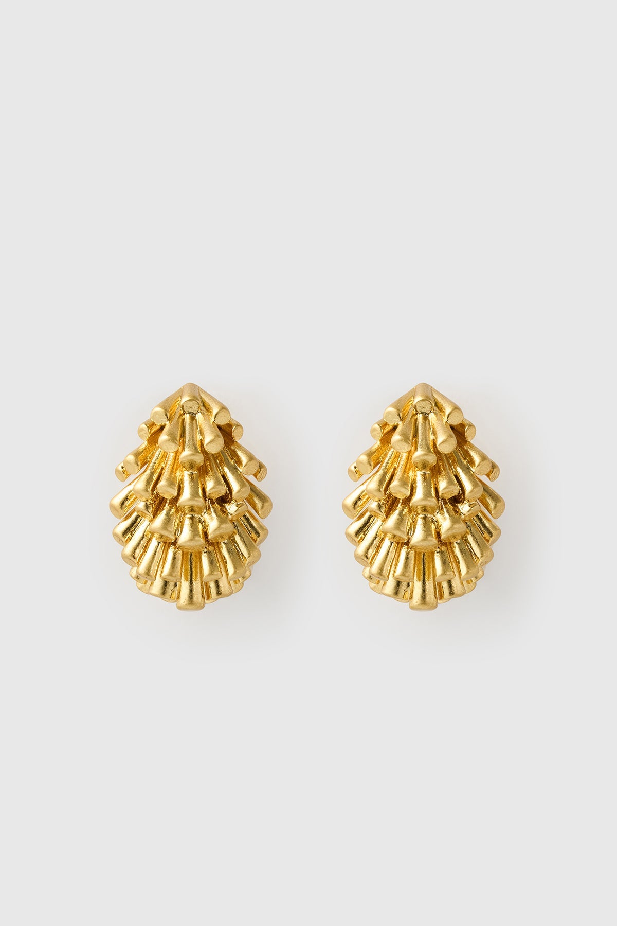 Front view CAMILLA AND MARC Friesian Earrings with worn look 18k gold plating. 