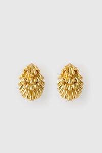 Front view CAMILLA AND MARC Friesian Earrings with worn look 18k gold plating. 
