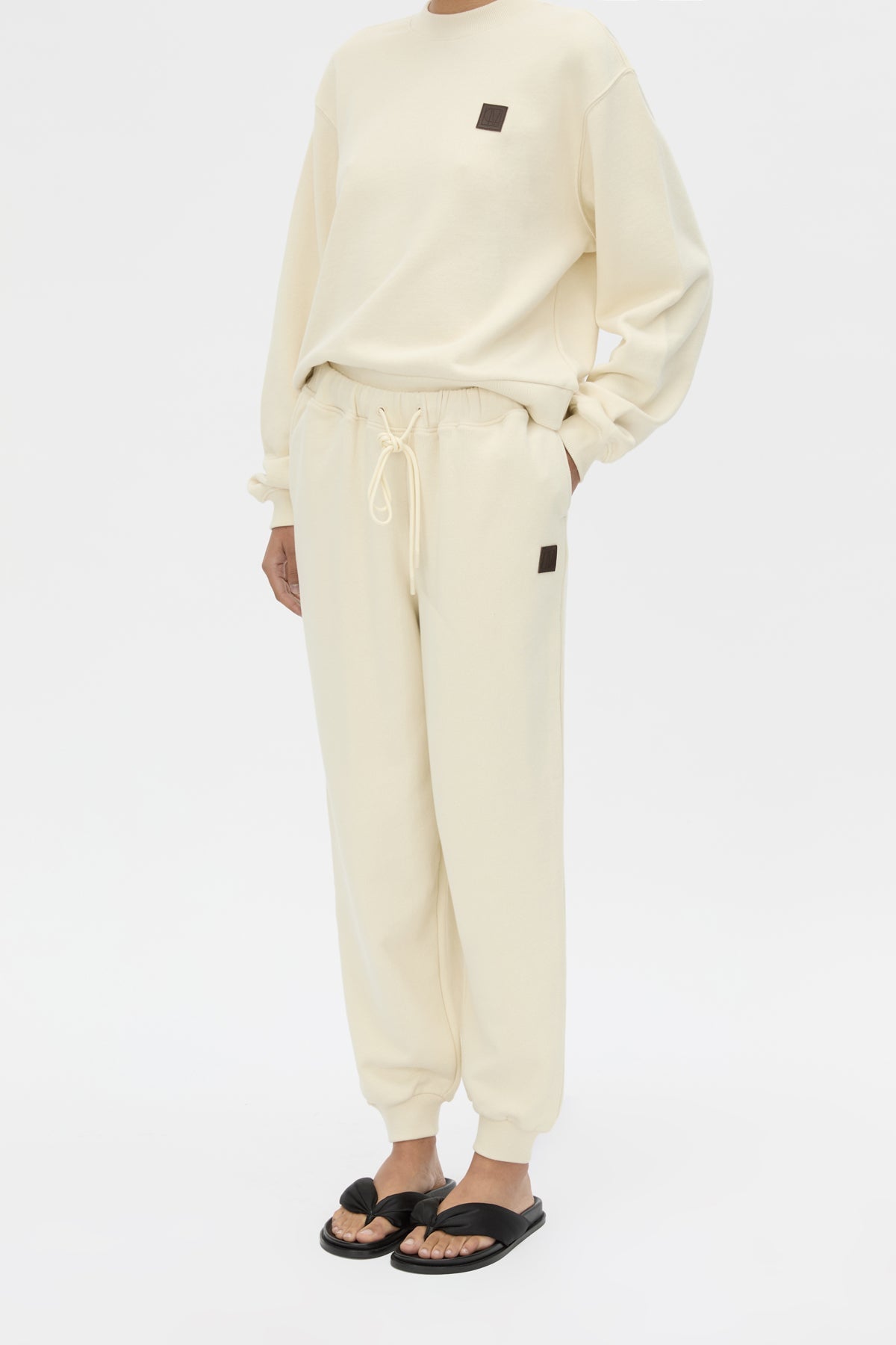 Cropped view CAMILLA AND MARC Idris Track Pant in Ecru with relaxed fit.