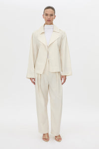 Front view CAMILLA AND MARC Inca Belted Wrap Jacket in ivory.