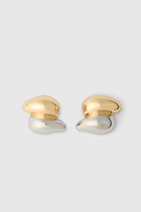 Ghost view CAMILLA AND MARC Koa Earrings in sculptural two‑tone 18k gold and rhodium plating.  