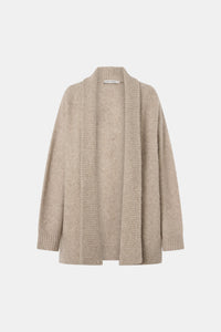 Ghost view CAMILLA AND MARC Leonie Knit Cardigan in Oatmeal Marle with wrap closure and waist tie.