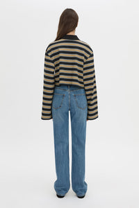 Liat Stripe Crop Polo Top