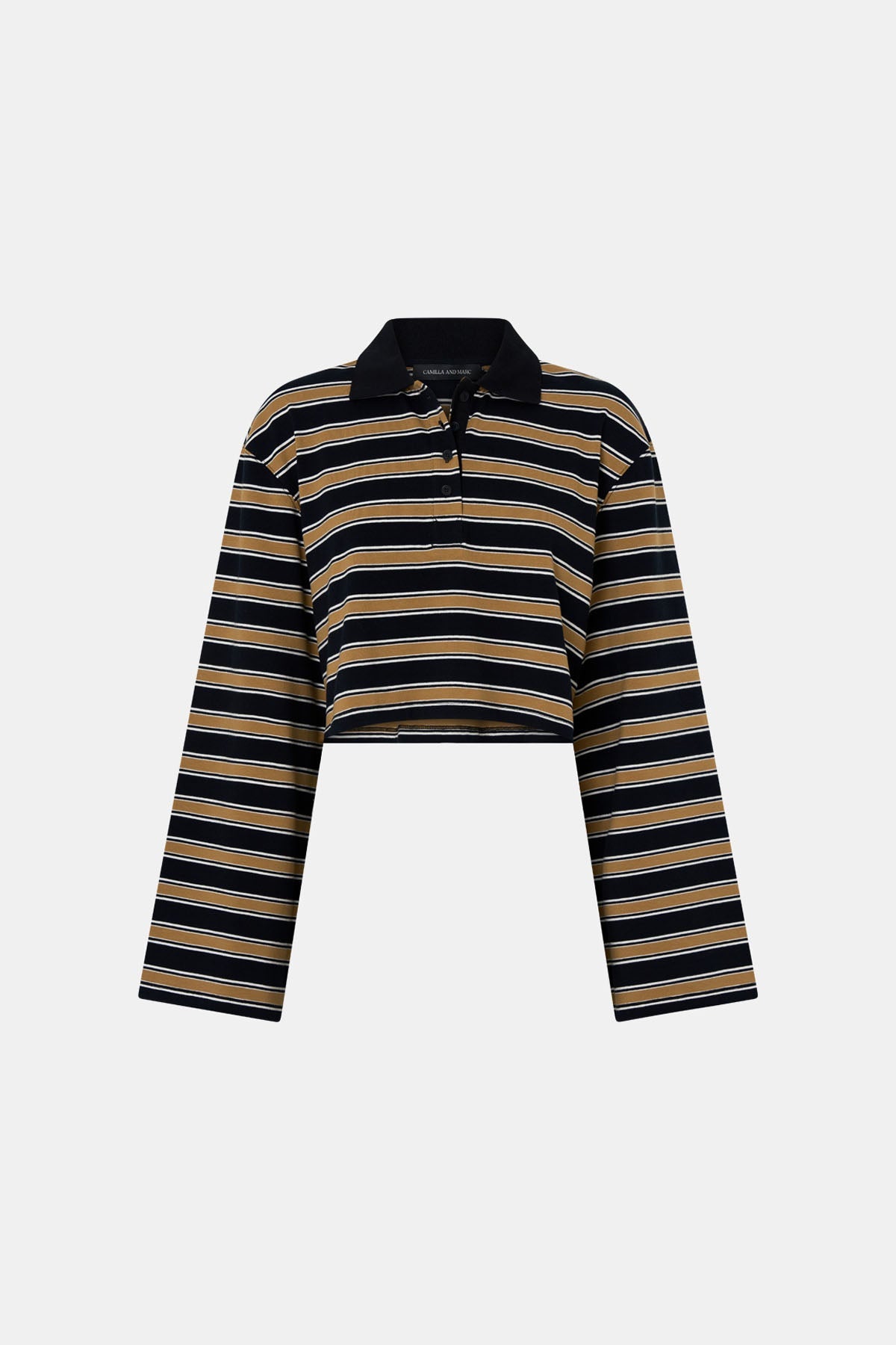 Liat Stripe Crop Polo Top