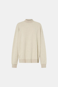 Ghost view CAMILLA AND MARC Lloyd Sweater in cream with turtleneck and embroidered chest monogram.  