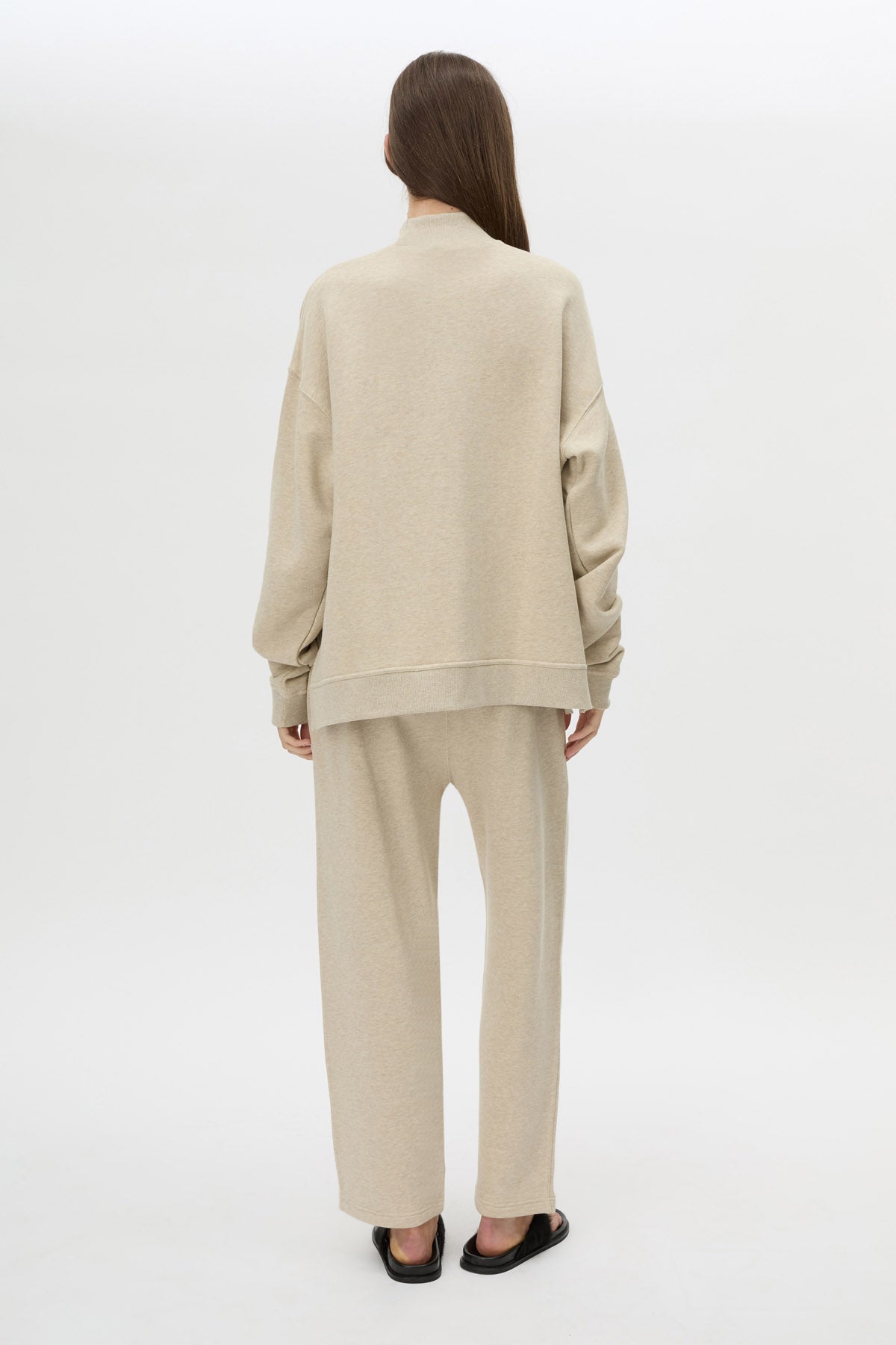 Back View CAMILLA AND MARC Lloyd Cropped Track Pant in cream with a straight leg and elasticated waist.