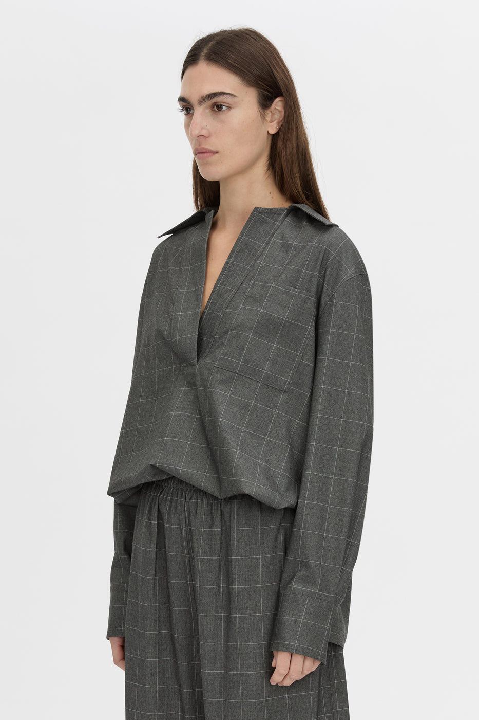 Lourdes Check Half Placket Shirt