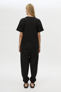 Back view CAMILLA AND MARC Lyra Logo Tee in Black with a 100% cotton fabrication.