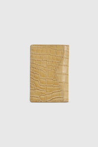 Back view CAMILLA AND MARC Mette Croc Card Wallet in mustard croc‑embossed leather.