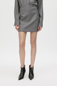 Cropped view CAMILLA AND MARC Meyer Mini Skirt in Charcoal Grey with a high‑waisted cut and panel detailing.
