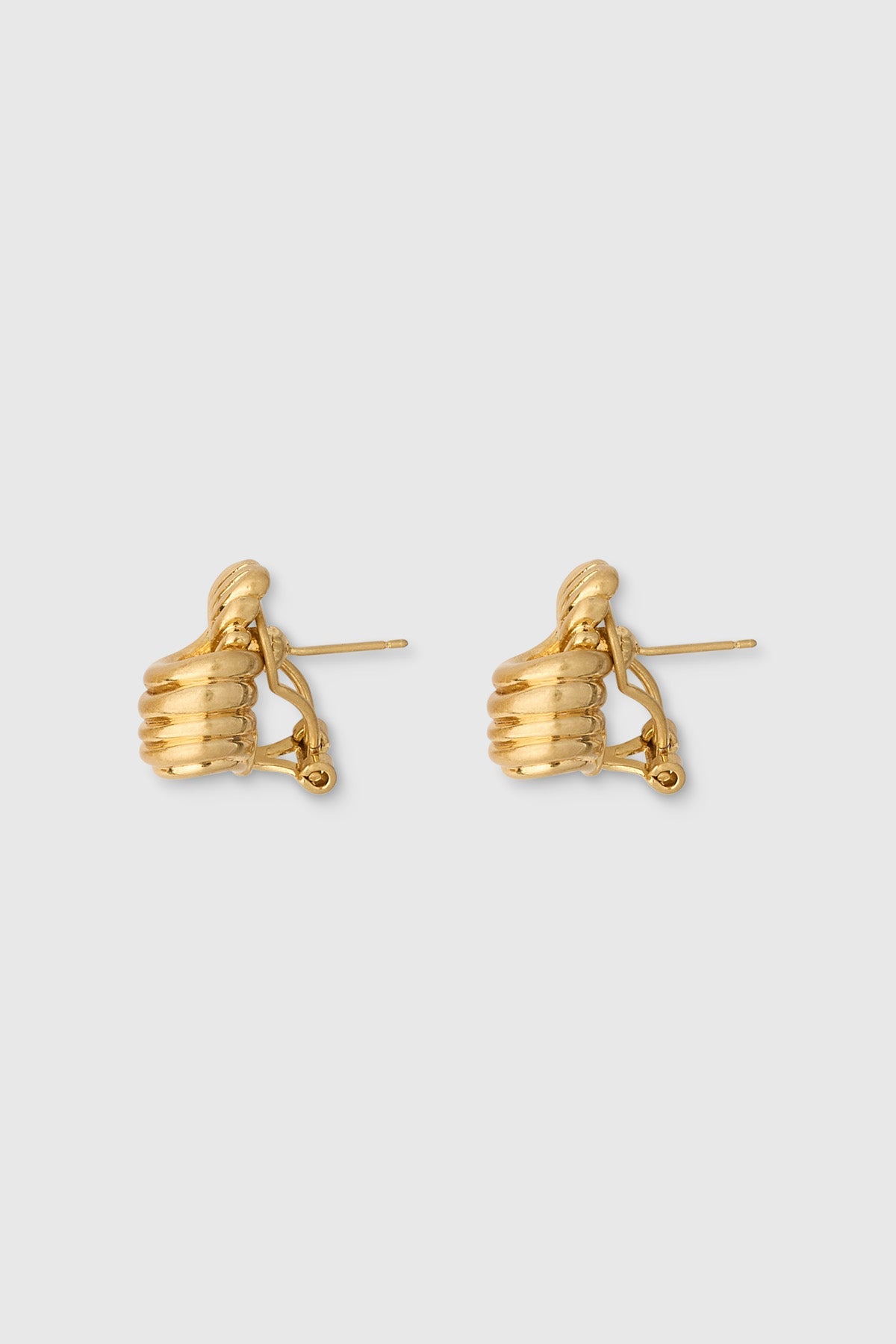 Ghost side view CAMILLA AND MARC Odin Earrings 18k gold-plated geometric knot earrings.