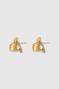 Ghost side view CAMILLA AND MARC Odin Earrings 18k gold-plated geometric knot earrings.