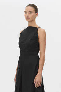 Cropped view CAMILLA AND MARC Onesto Cotton Midi Dress in black with a cowl neckline.