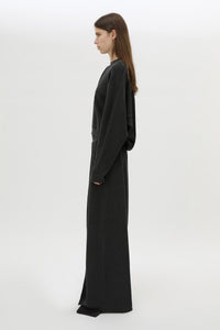 Side view CAMILLA AND MARC Pace Sweater in Charcoal Grey with crew neck and soft fleece finish.  