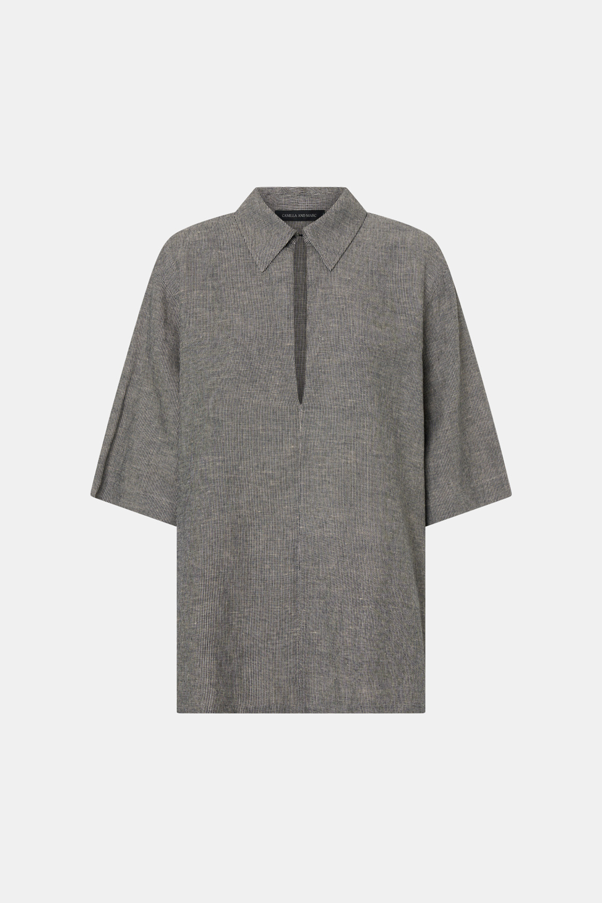 Phostre Stripe Linen Collared Top
