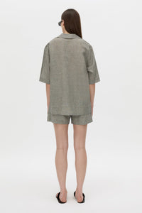 Phostre Stripe Linen Collared Top