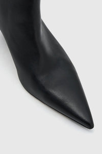 Cropped view CAMILLA AND MARC Rhys Boot in Black featuring Italian leather and a pointed pump‑boot silhouette.  