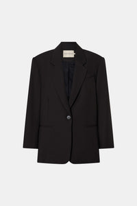 Ghost view CAMILLA AND MARC Saxony Oversized Blazer in Espresso Pindot with Australian wool flat tailoring.