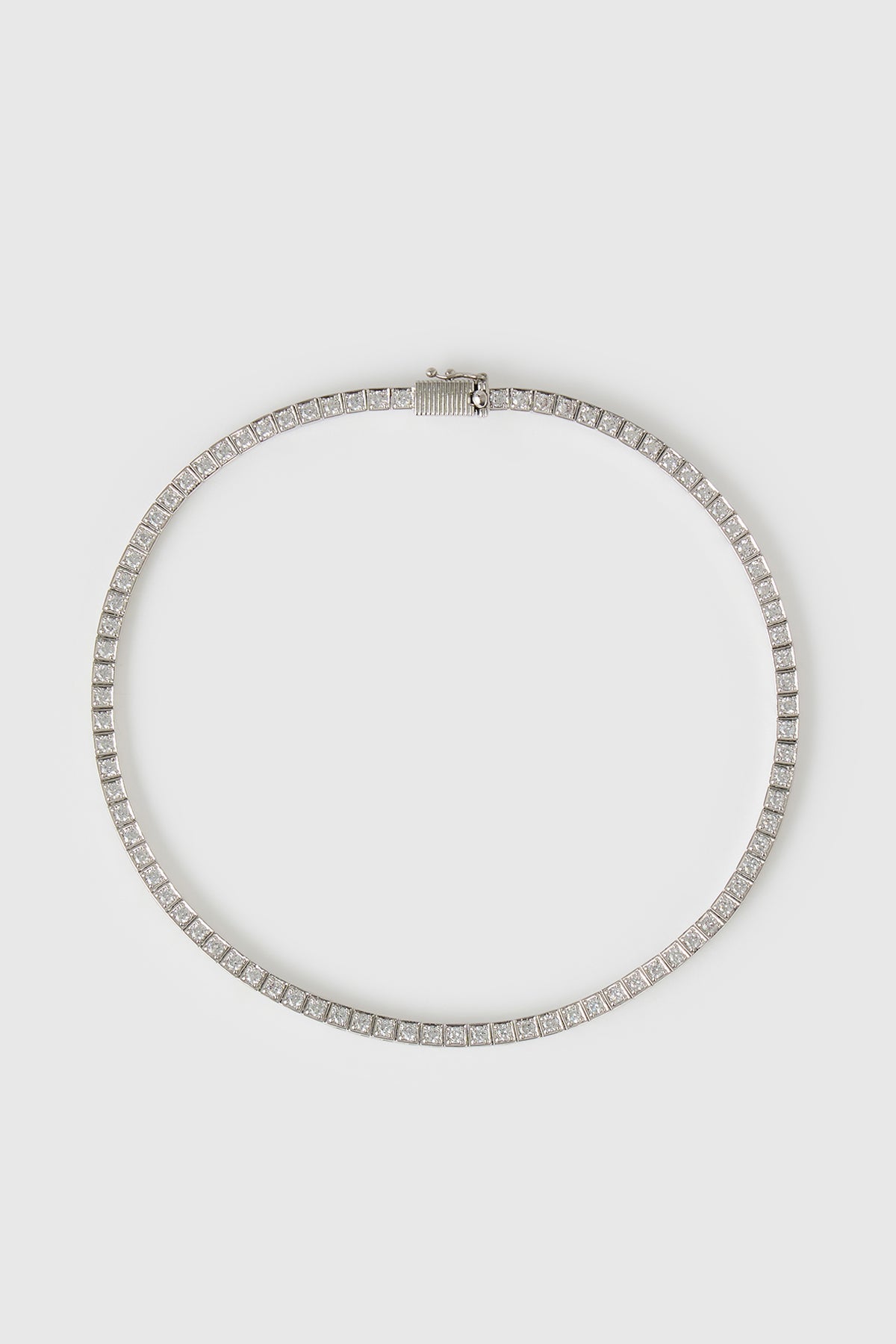 Front ghost view CAMILLA AND MARC Sloane Necklace in Silver with rhodium plating.