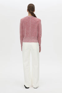 Back view CAMILLA AND MARC Soleo Textured Knit Cardigan in watermelon.