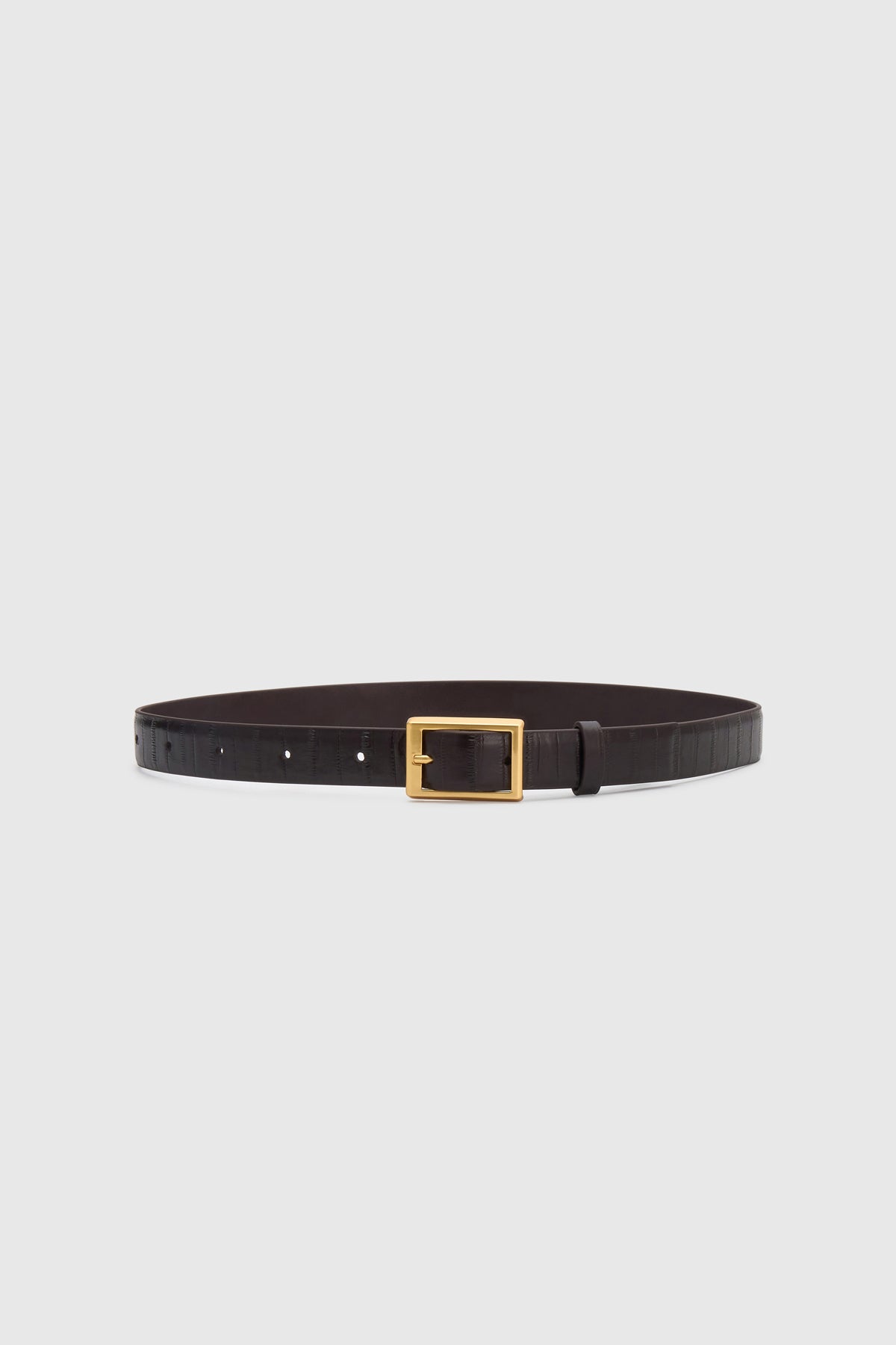 Ghost view CAMILLA AND MARC Sonny Eel Belt in Burgundy leather with textured eel embossing.