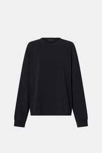 Ghost view CAMILLA AND MARC Studio Graphic Long Sleeve Top in Grey with boucle embroidered monogram.  