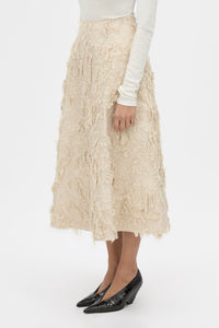 Cropped view CAMILLA AND MARC tailored Tundra Skirt in stone with full circle silhouette skirt.