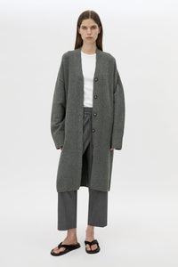 Front view CAMILLA AND MARC Vector Crop Pant in Charcoal Grey with the Francis Knit Cardigan.