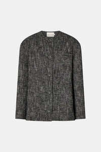 Ghost View CAMILLA AND MARC Xander Jacket in charcoal marle with oversized collarless crew neck.