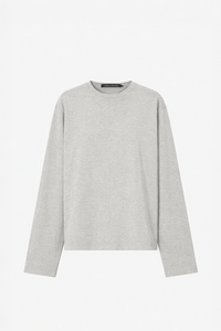 Ghost view CAMILLA AND MARC Peretti Long Sleeve Tee in Grey Marle with relaxed fit and wide sleeves.